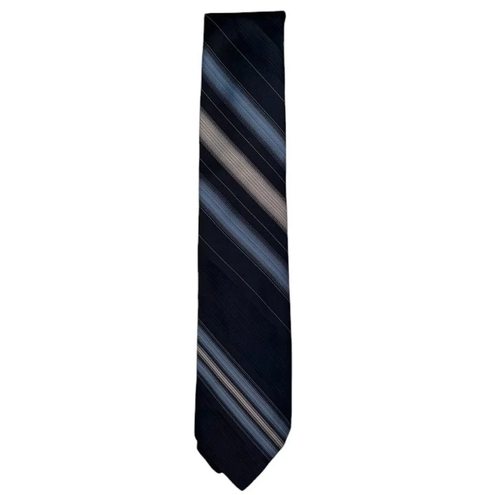 Beau Brummell Mens Tie Striped Blue Gray Fabric From‎ France